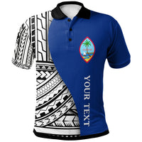 Guam Custom Polo Shirt Coat Of Arm and Polynesian Patterns Unisex Blue - Polynesian Pride