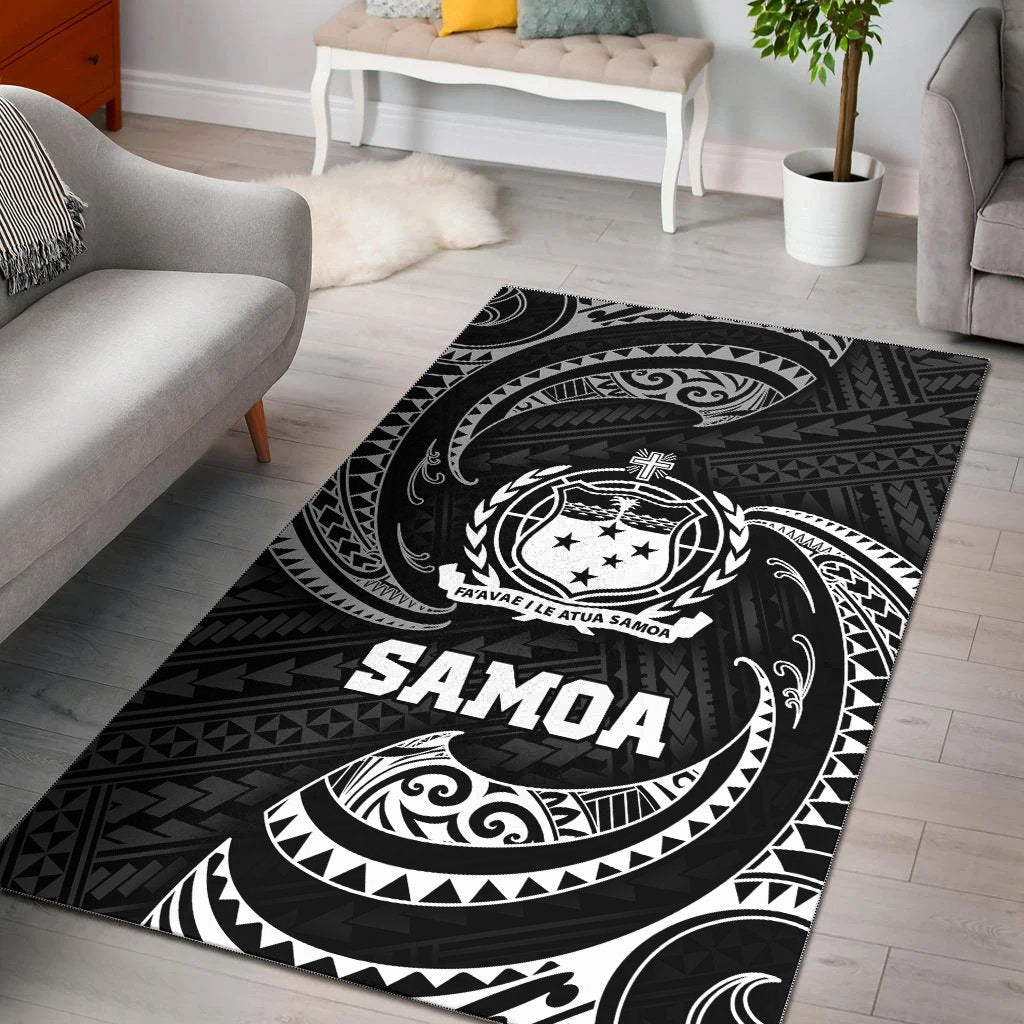 Samoa Polynesian Area Rug - White Tribal Wave White - Polynesian Pride