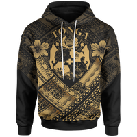 Tonga Polynesian Hoodie Tonga Gold Seal Camisole Hibiscus Style Unisex White - Polynesian Pride