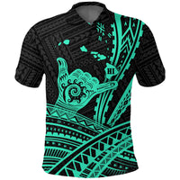 Hawaii Shaka Polynesian Tribal Turquoise Polo Shirt LT12 Unisex Black - Polynesian Pride