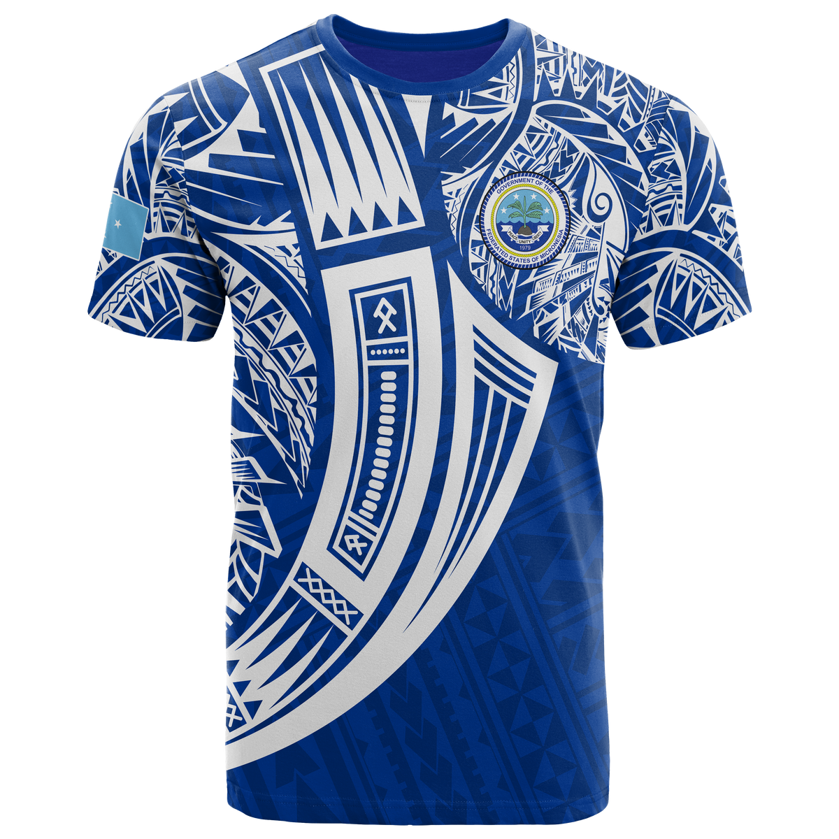 Federated States of Micronesia T Shirt Tribal Tattoo Unisex Blue - Polynesian Pride