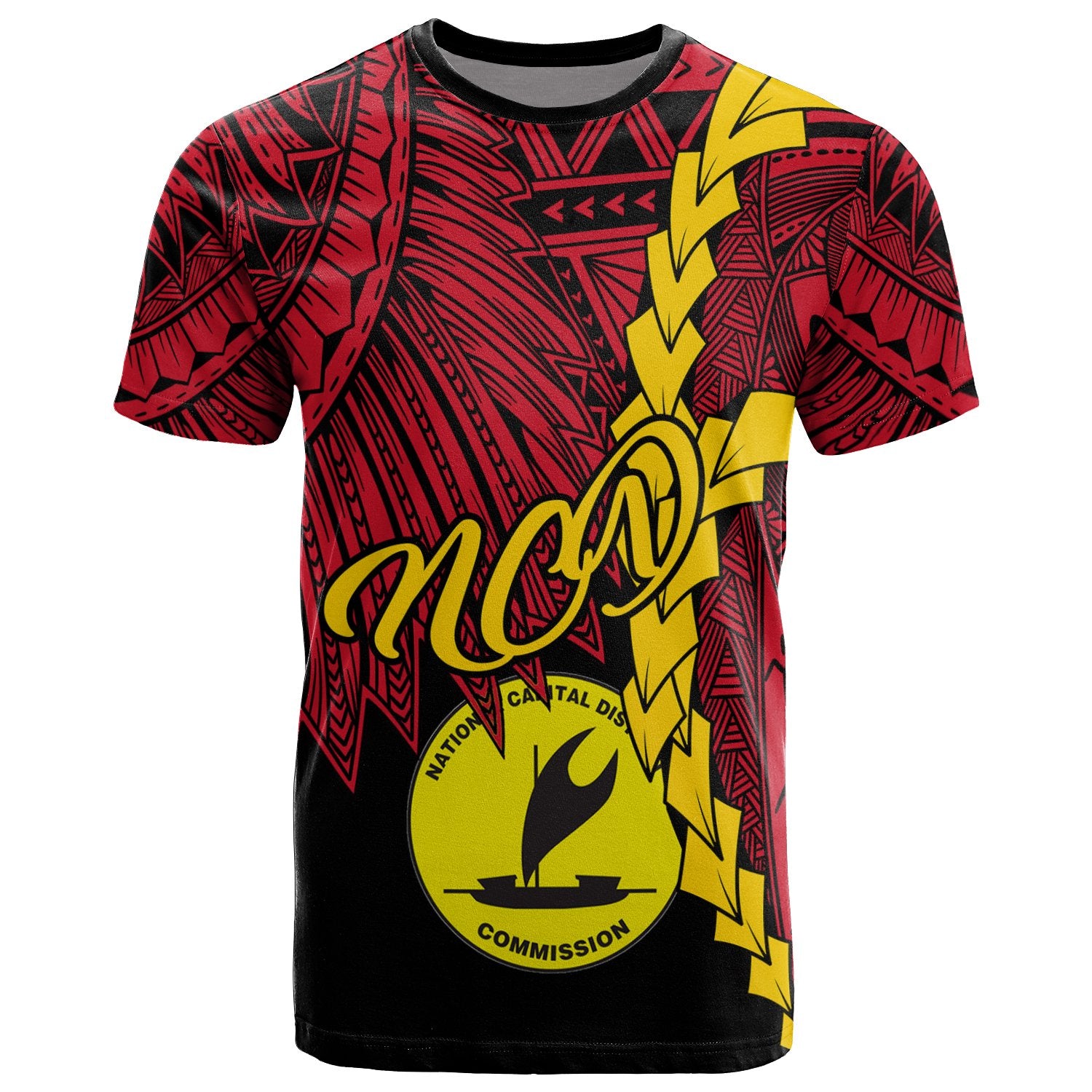 Papua New Guinea National Capital District Province Polynesian T Shirt Tribal Wave Tattoo Unisex RED - Polynesian Pride