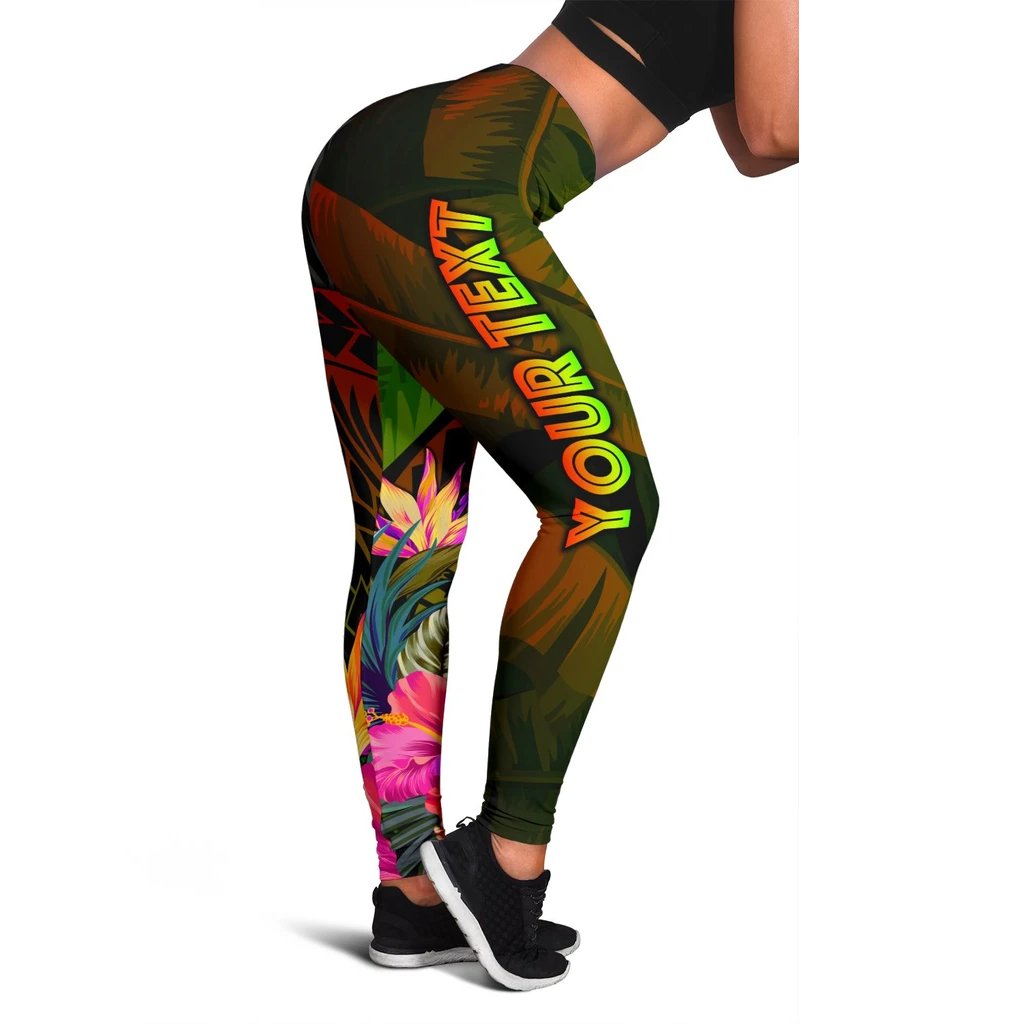 Palau Polynesian Personalised Women's Leggings - Hibiscus and Banana Leaves Reggae - Polynesian Pride