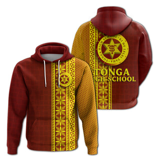 Tonga High School Hoodie Ngatu Pattern LT12 - Unisex / S / Red