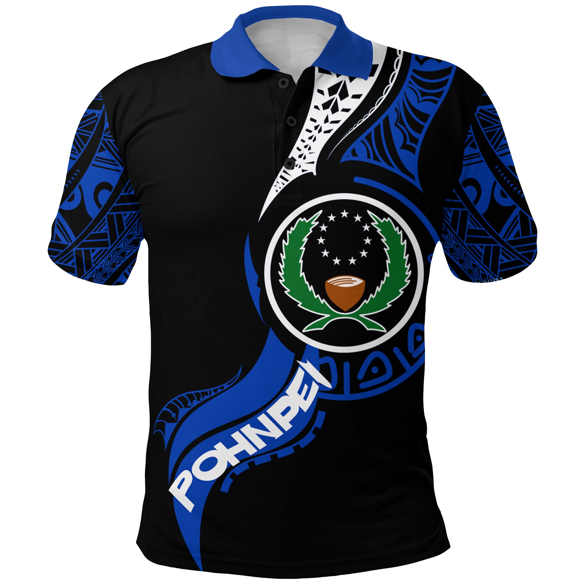 Pohnpei Polo Shirt Micronesia Pride LT12 Unisex Black - Polynesian Pride