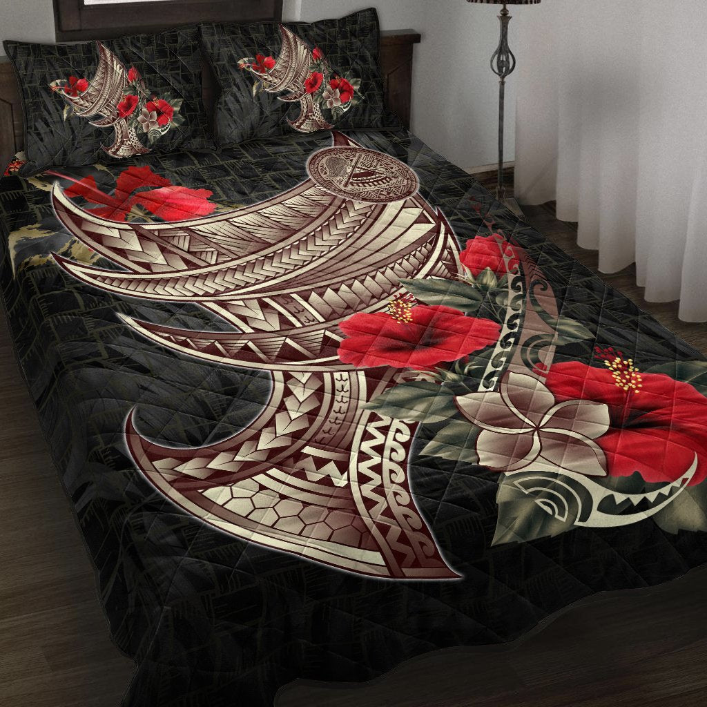 American Samoa Quilt Bed Set - Polynesian Tribal Vintage Style Black - Polynesian Pride