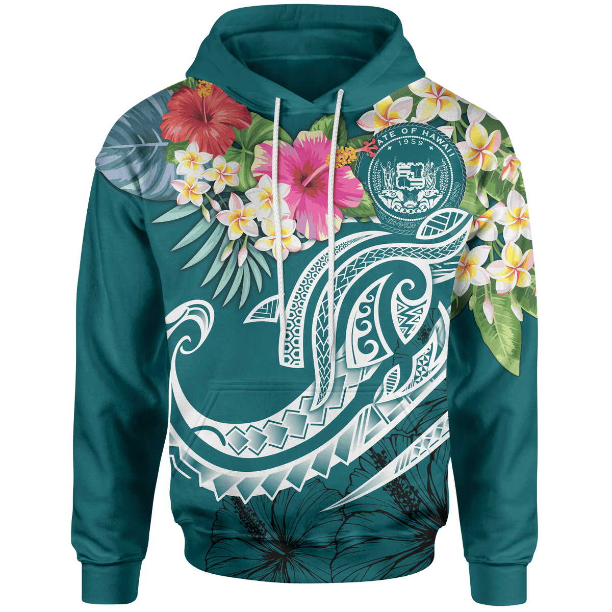 Polynesian Hawaii Zip up Hoodie Summer Plumeria - Polynesian Pride