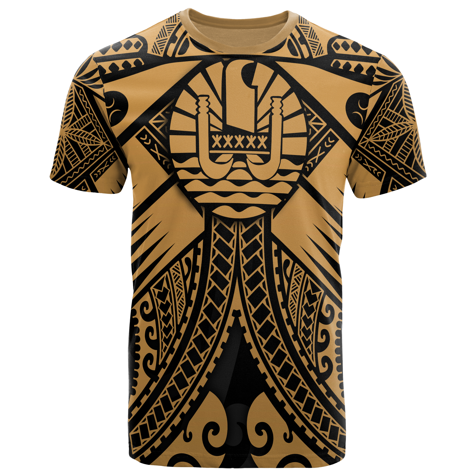 Tahiti T Shirt Gold Seal with Polynesian Tattoo Unisex Art - Polynesian Pride
