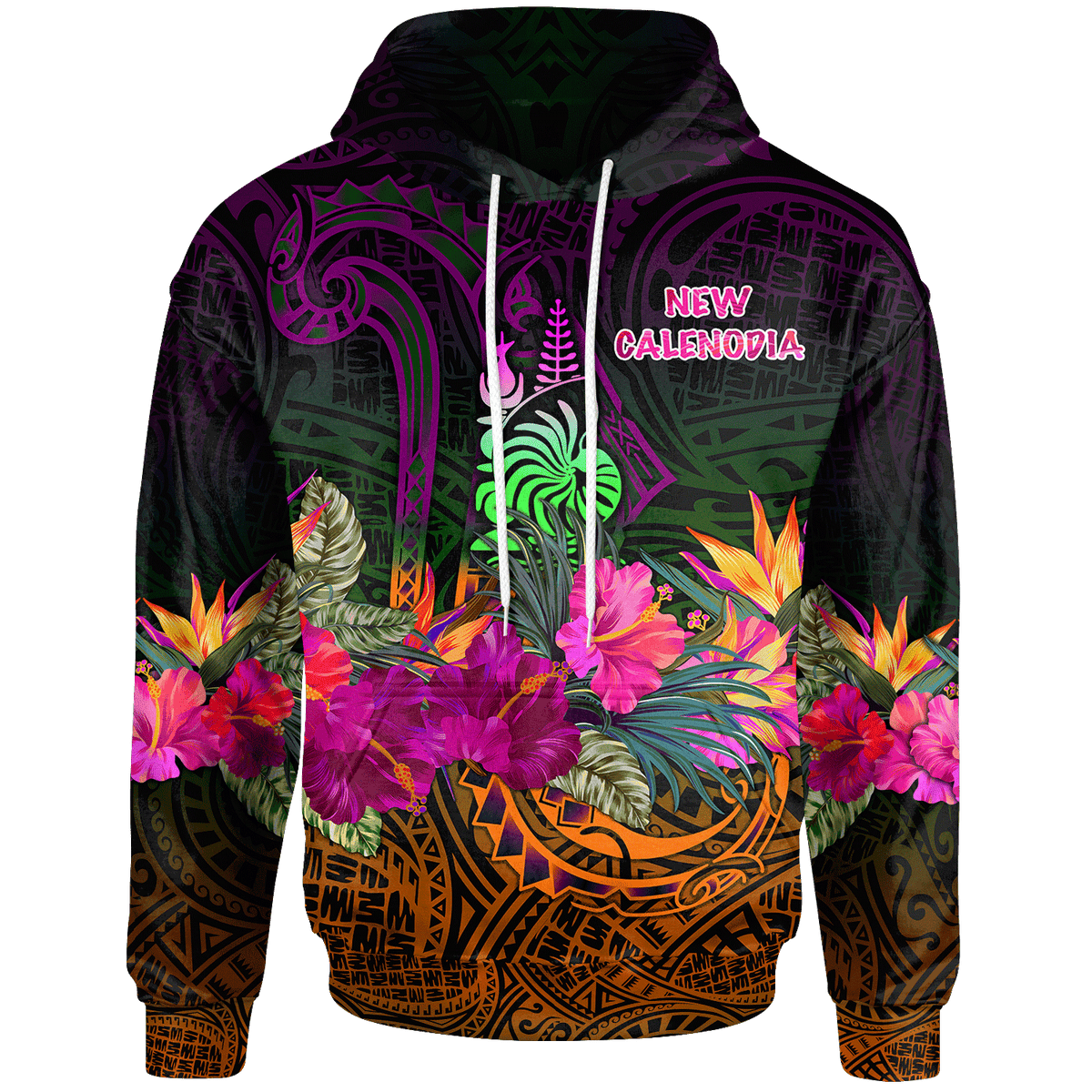 New Caledonia Polynesian Hoodie Summer Hibiscus Unisex Reggae - Polynesian Pride