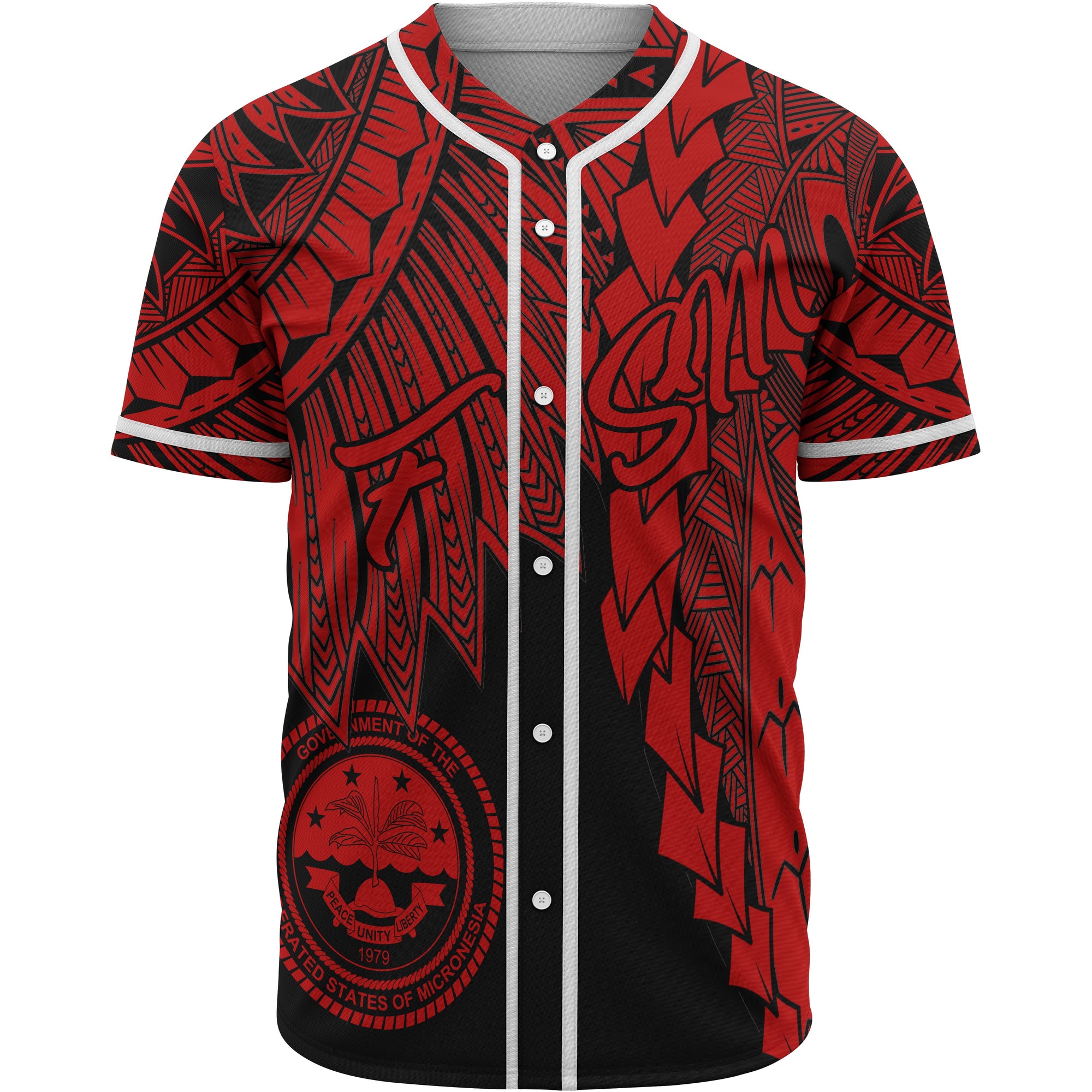 Federated States Of Micronesia Polynesian Baseball Shirt - Tribal Wave Tattoo Red Unisex Red - Polynesian Pride