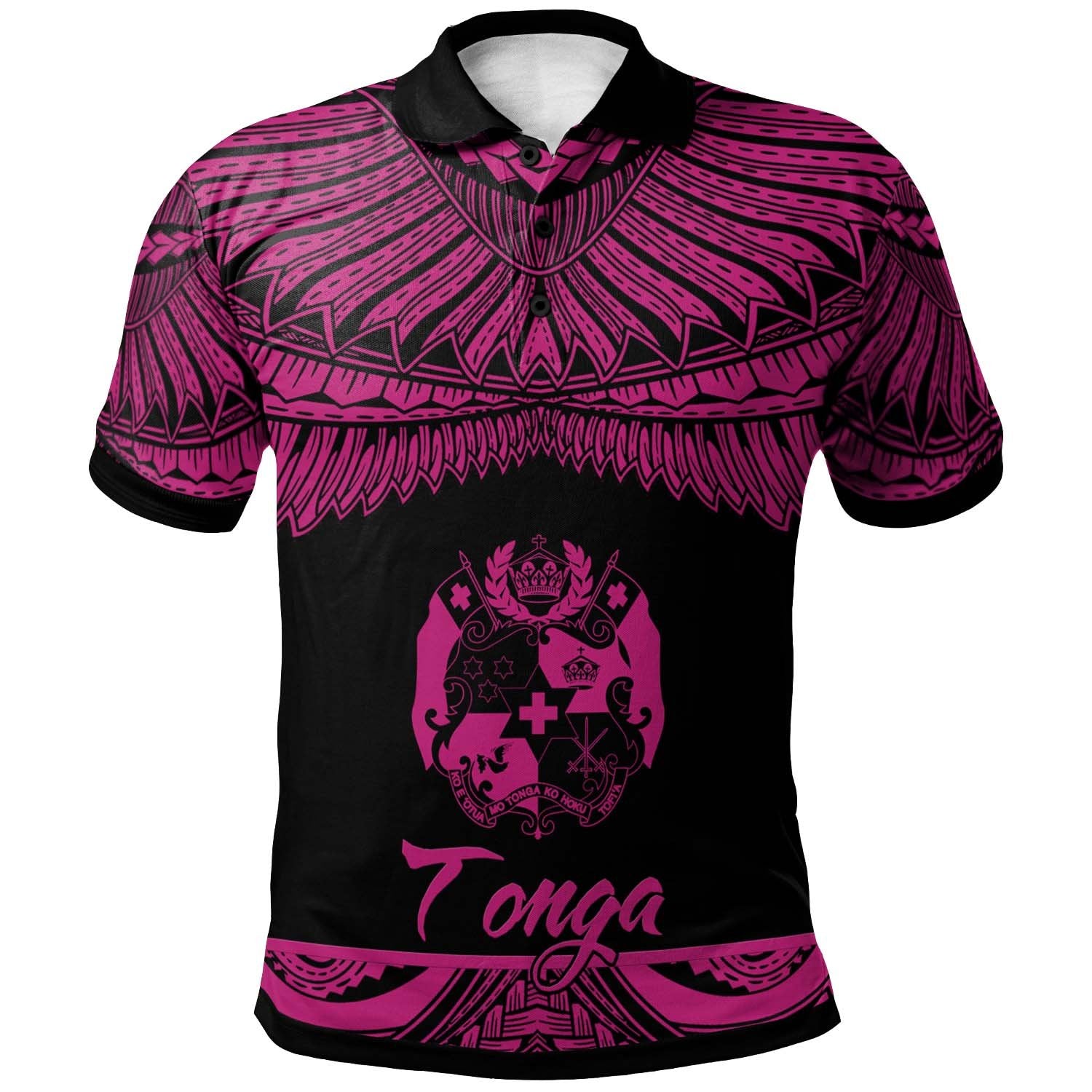 Tonga Polo Shirt Polynesian Tattoo Pink Version Unisex Pink - Polynesian Pride