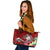 Fiji Large Leather Tote - Turtle Plumeria (Red) - Polynesian Pride