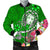 Fiji Men's Bomber Jacket - Turtle Plumeria (Green) - Polynesian Pride