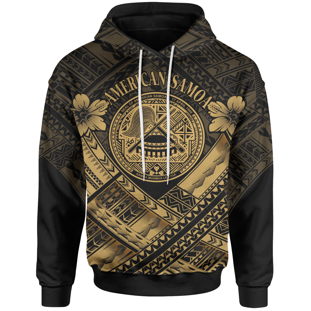 American Samoa Hoodie AS Gold Seal Polynesian Patterns Unisex Gold - Polynesian Pride