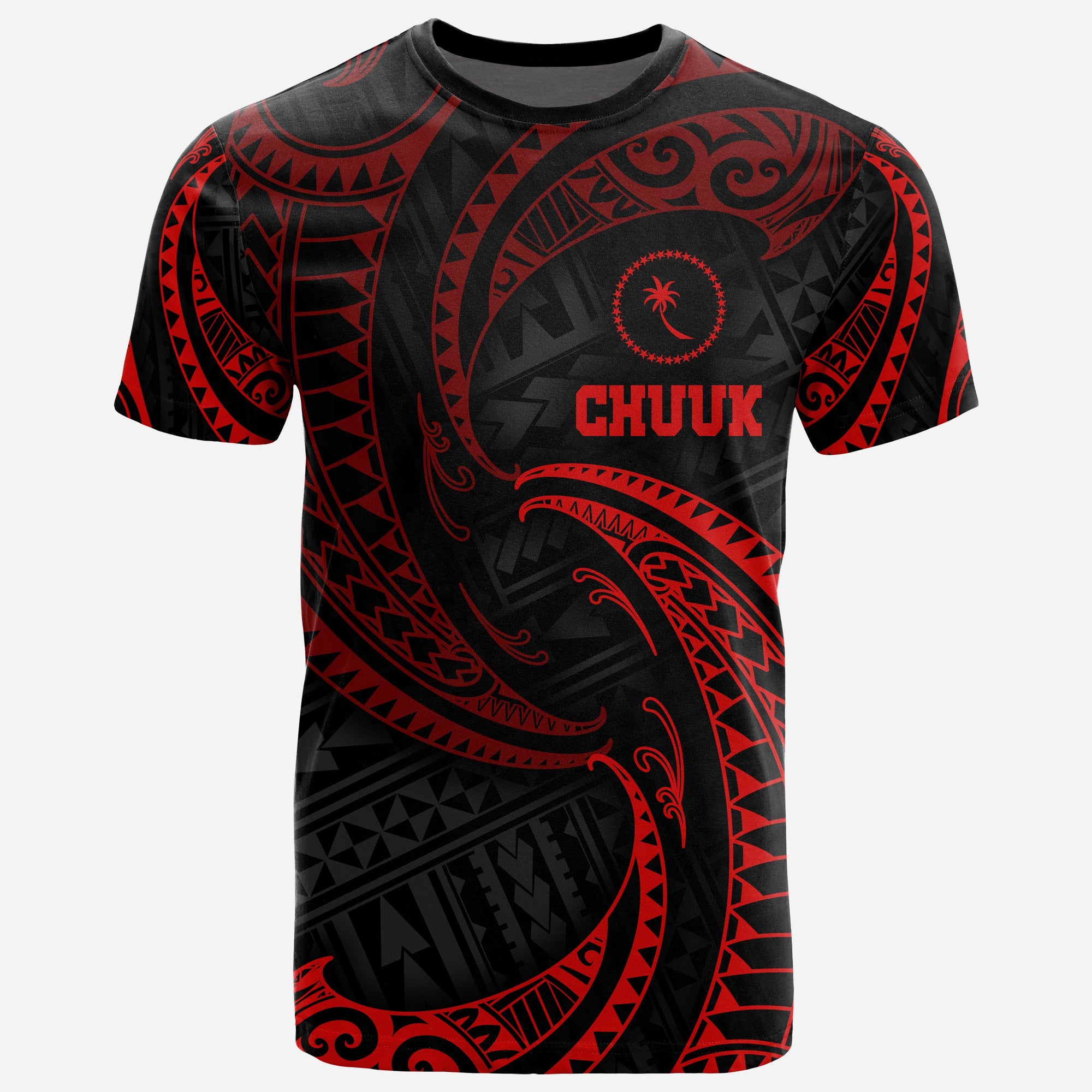 Chuuk Micronesia T Shirt Red Tribal Wave Unisex Red - Polynesian Pride