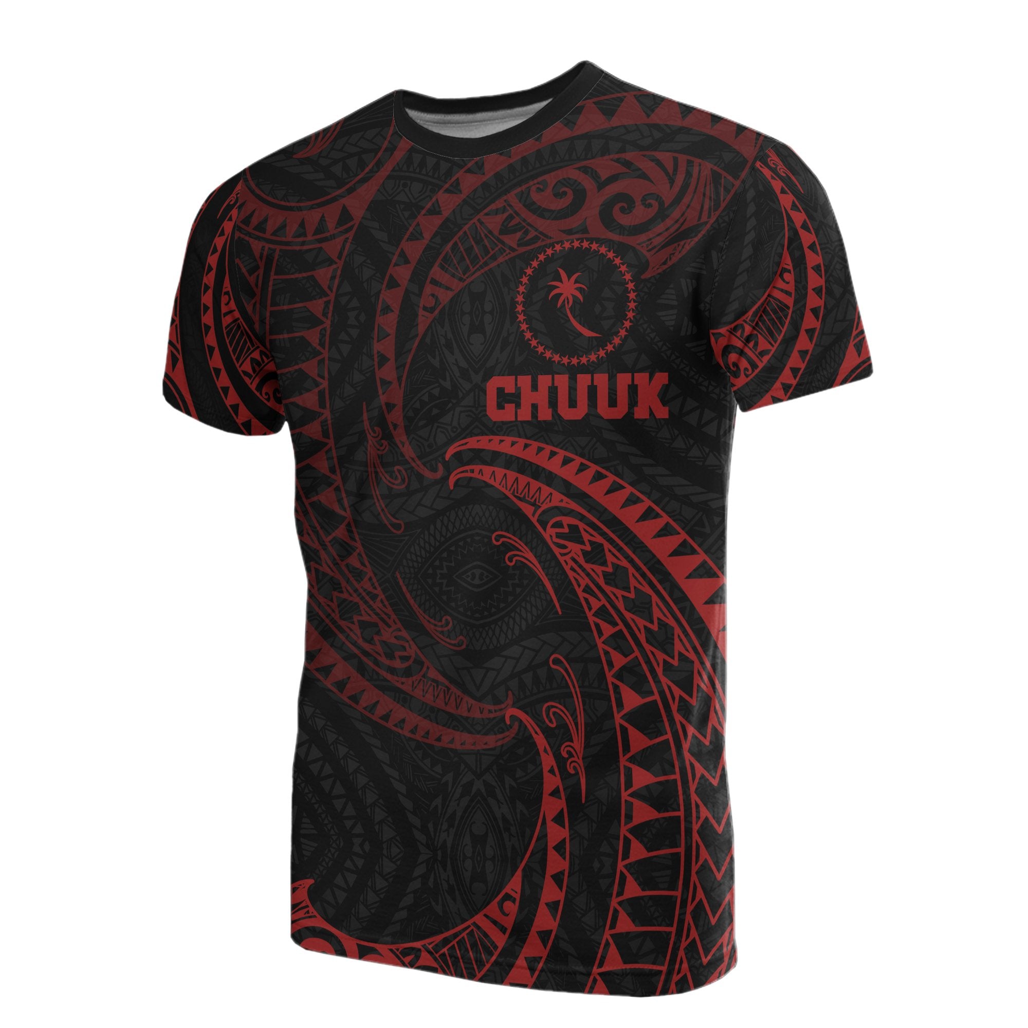 Chuuk Micronesia All Over T Shirt Red Tribal Wave Unisex Red - Polynesian Pride