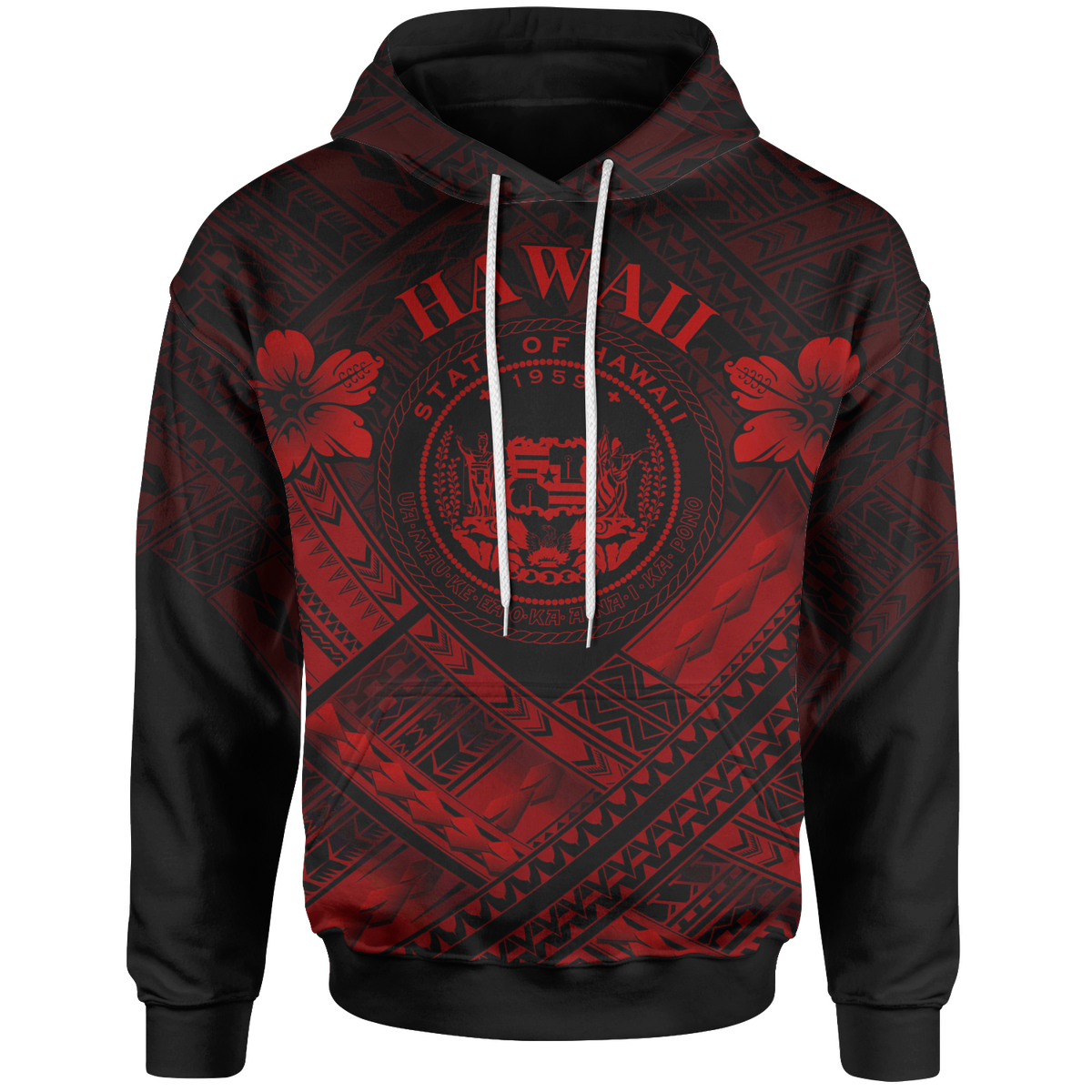 Hawaii Hoodie Red Seal Polynesian Patterns Unisex Red - Polynesian Pride