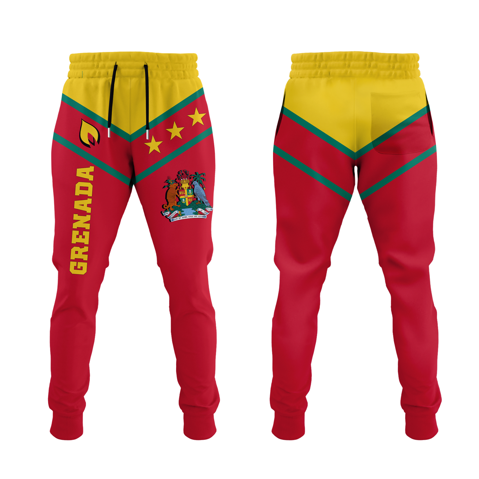 Grenada Jogger Pants - Proud Grenadian - LT12 Unisex Red - Polynesian Pride