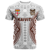 Custom Fiji Kaiviti Tapa Pattern T Shirt LT12 Unisex White - Polynesian Pride