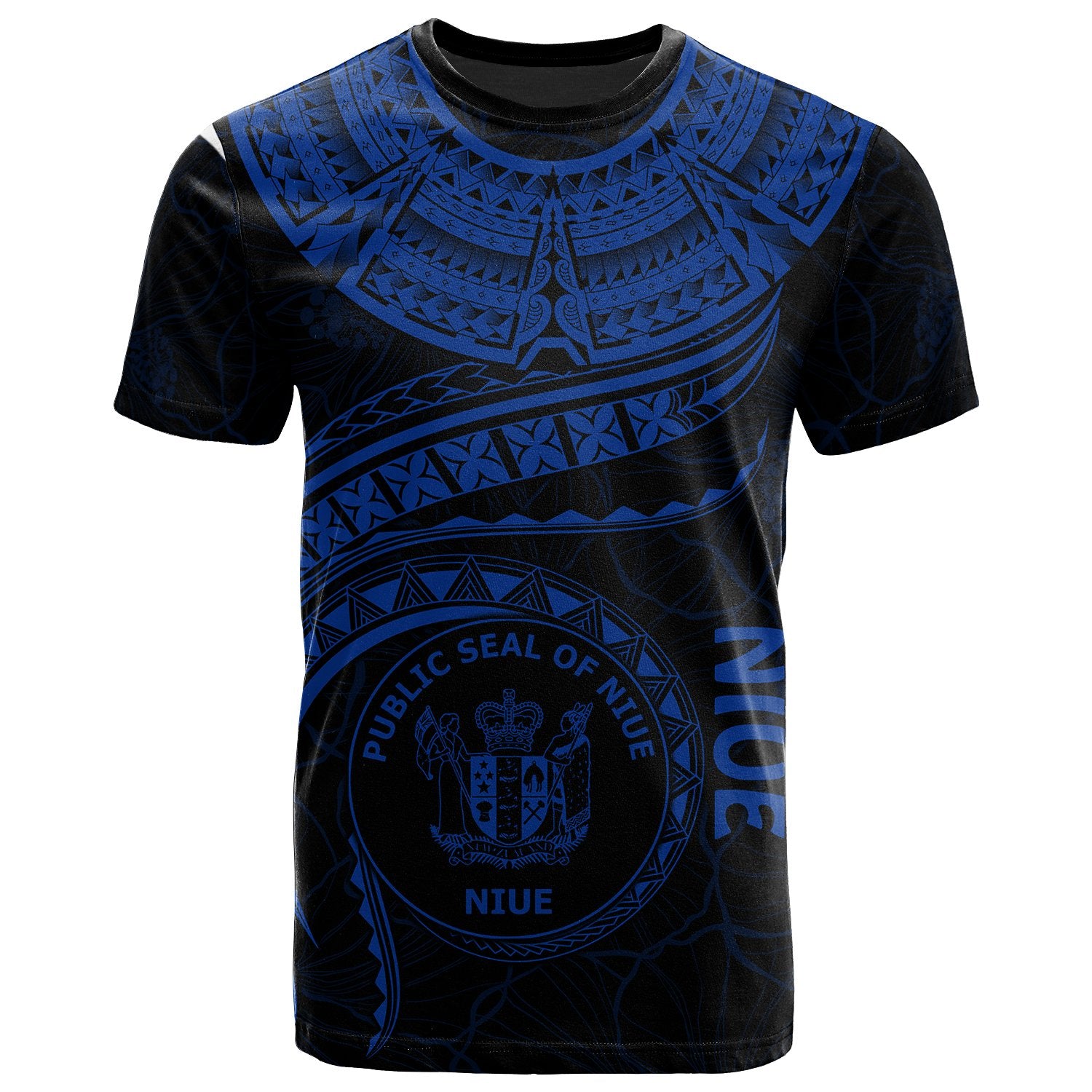 Niue Polynesian T Shirt Niue Waves (Blue) Unisex Blue - Polynesian Pride