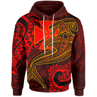Polynesian Wallisnd Futuna Hoodie Red Shark Polynesian Tattoo Unisex Red - Polynesian Pride