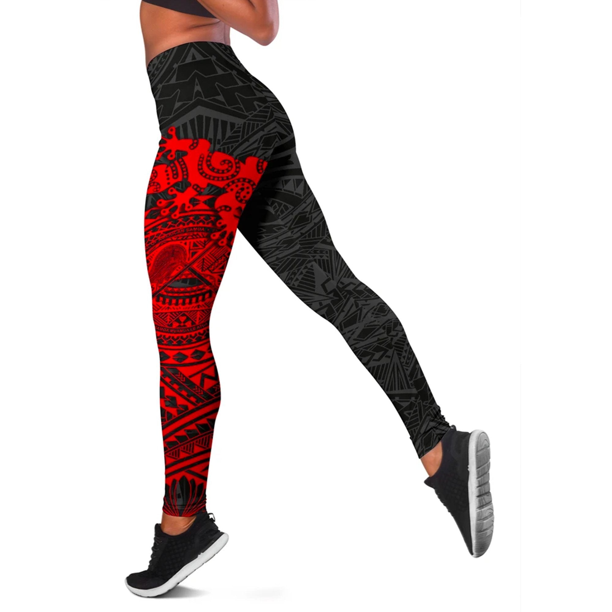 American Samoa Leggings - Polynesian Lizard Red - Polynesian Pride