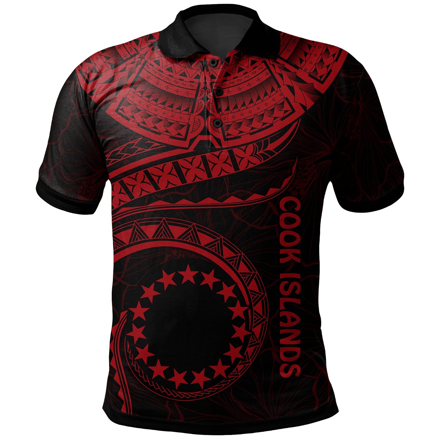 Cook Islands Polynesian Polo Shirt Kuki Airani Waves (Red) Unisex Red - Polynesian Pride