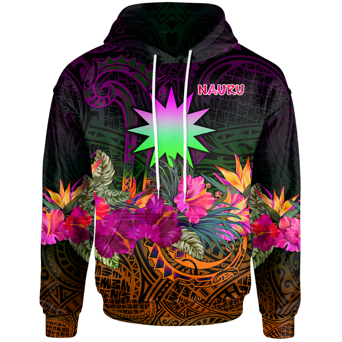 Nauru Hoodie Summer Hibiscus Unisex Reggae - Polynesian Pride