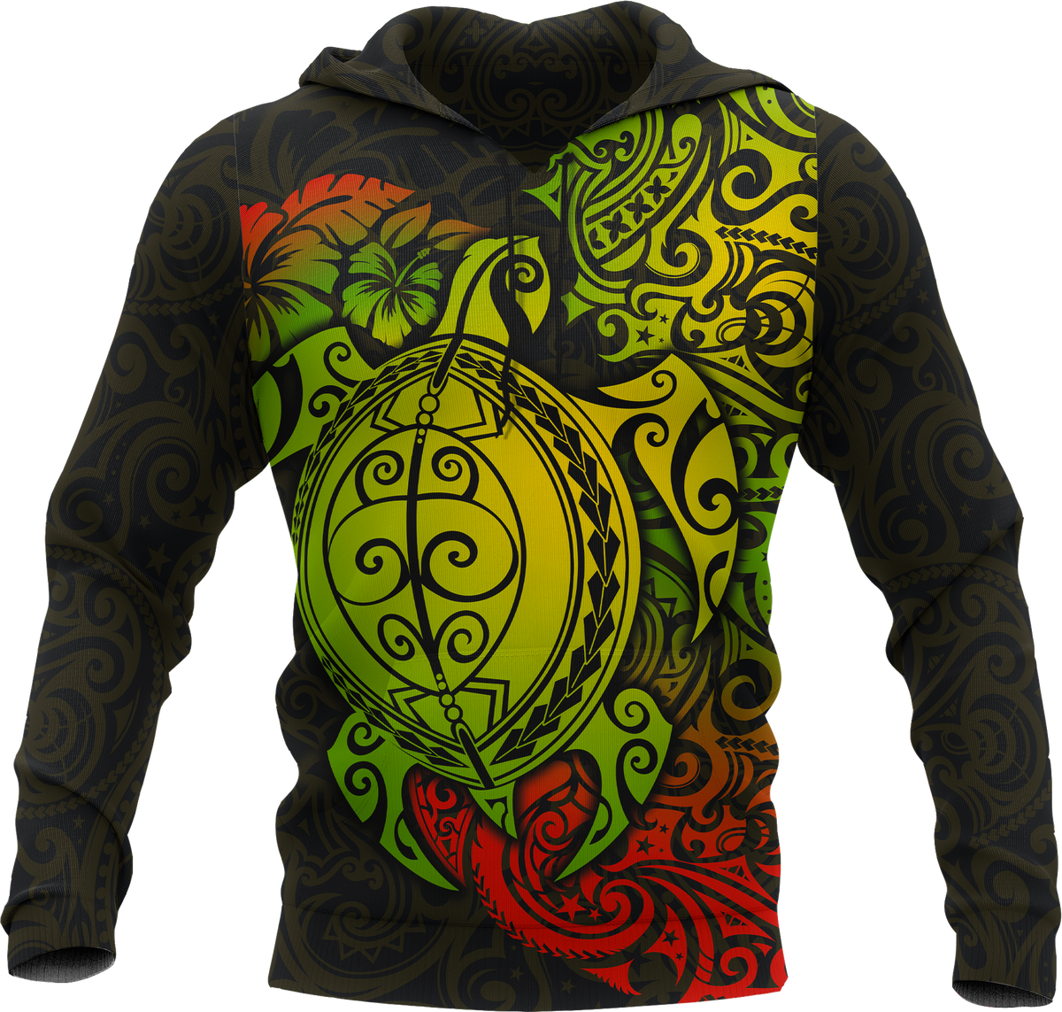 Polynesian Hawaii Hoodie Polynesian Turtle Unisex GREEN - Polynesian Pride