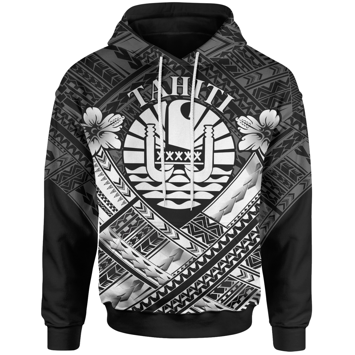 Tahiti Polynesian Hoodie Tahiti White Seal Camisole Hibiscus Style Unisex White - Polynesian Pride