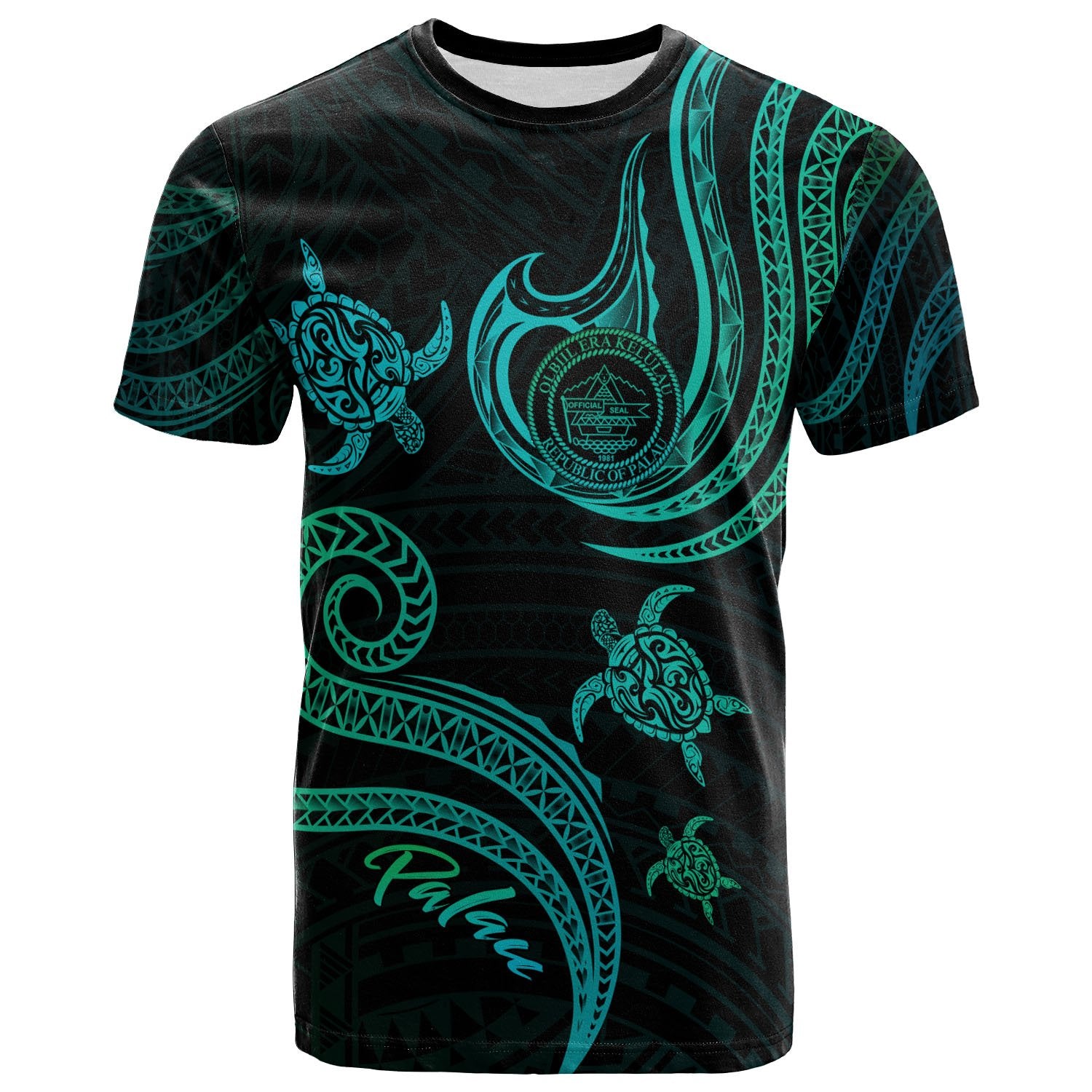 Palau T Shirt Polynesian Turtle With Pattern Unisex Art - Polynesian Pride