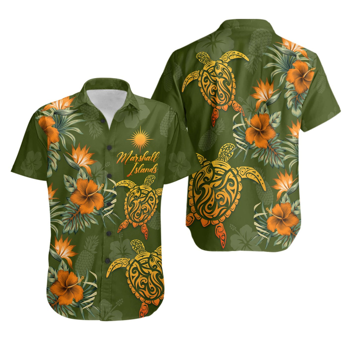 Marshall Islands Polynesian Shirt - Tropical Summer Unisex Green - Polynesian Pride