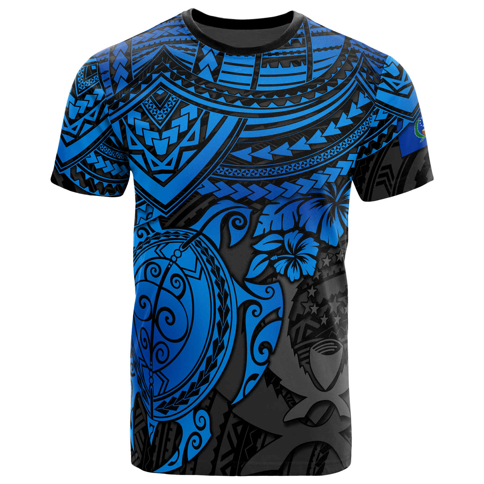 Pohnpei T Shirt Pohnpei FLag Blue Turtle Hibiscus Unisex Blue - Polynesian Pride