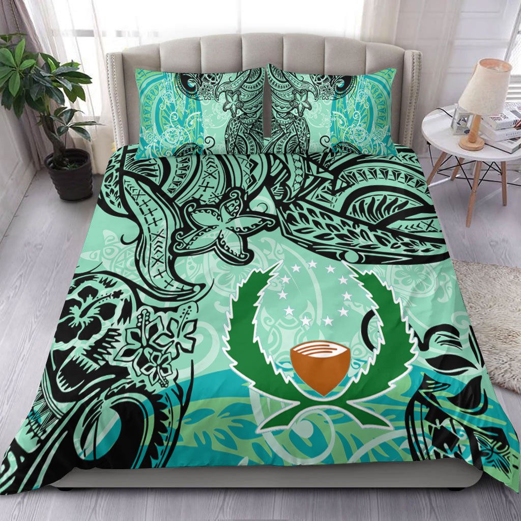 Pohnpei Bedding Set - Vintage Floral Pattern Green Color Green - Polynesian Pride