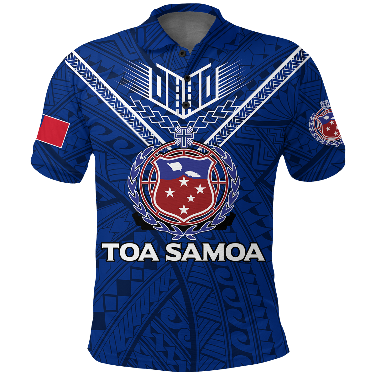 Custom Toa Samoa Rugby Polo Shirt Samoan Warrior Pride LT12 Blue - Polynesian Pride