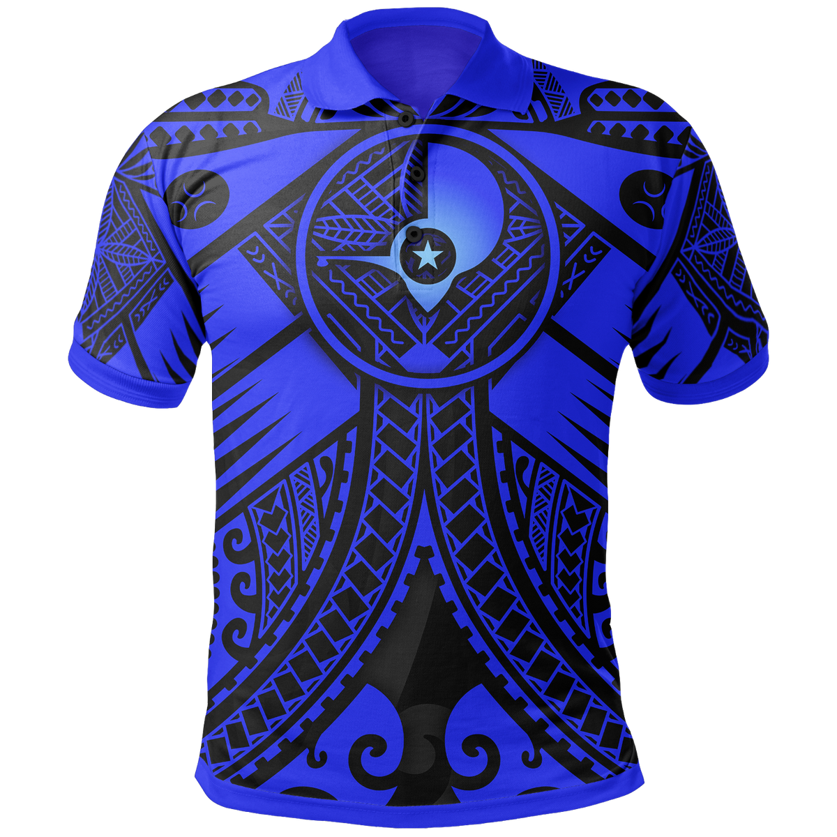 YAP Polo Shirt Blue Seal with Polynesian Tattoo Unisex Blue - Polynesian Pride