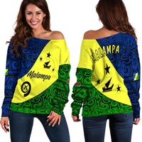 Malampa Province Off Shoulder Sweater Vanuatu Pattern LT13 Yellow - Polynesian Pride