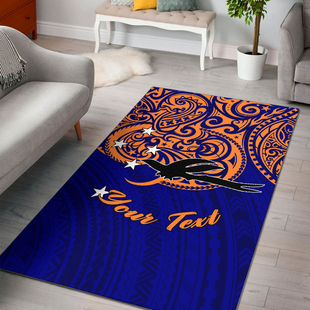 (Custom Personalised) Papua New Guinea New Ireland Pride Area Rug - LT12 Blue - Polynesian Pride