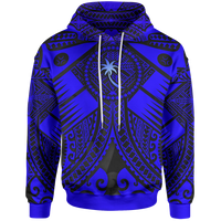 Chuuk Hoodie Blue Seal with Polynesian Tattoo Unisex Blue - Polynesian Pride