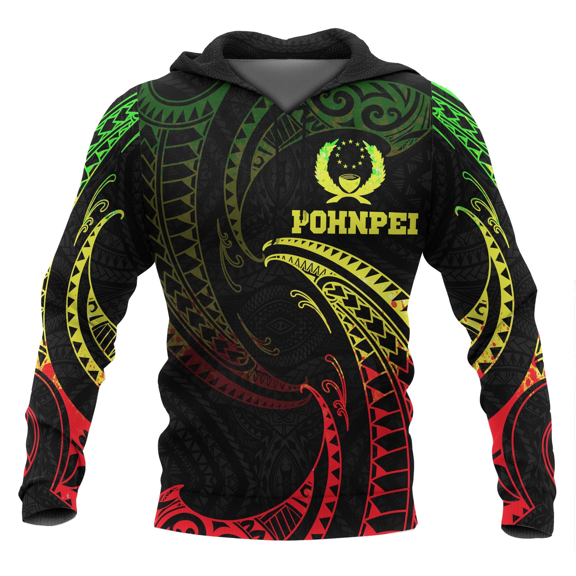 Pohnpei Micronesia Hoodie Reggae Tribal Wave Unisex Reggae - Polynesian Pride