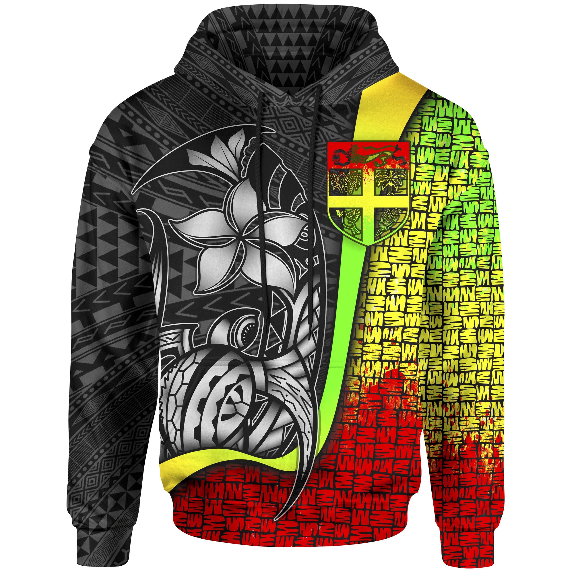 Fiji Polynesian Hoodie Reggae Turtle with Hook Unisex REGGAE - Polynesian Pride