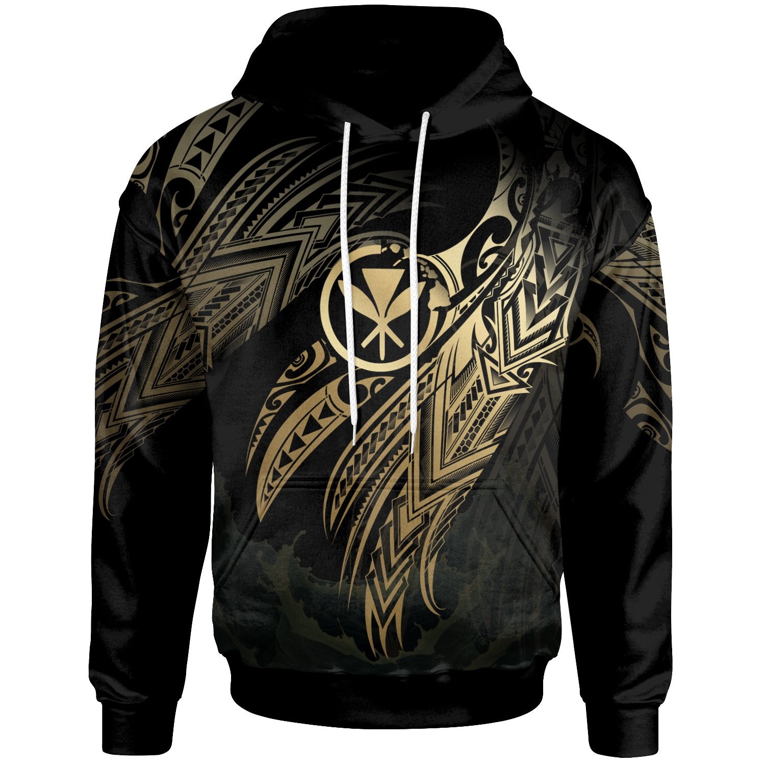 Hawaii Kanaka Maoli Polynesian Hoodie Legend Gold Version Unisex Black - Polynesian Pride