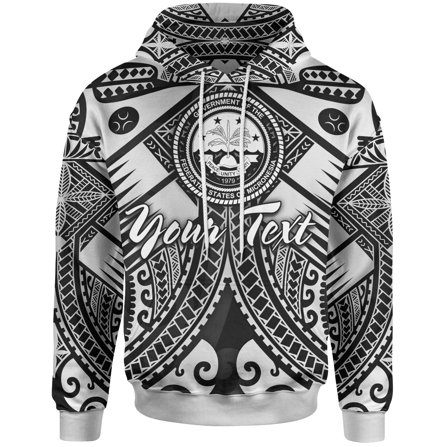 Fsm Custom Hoodie White Seal with Polynesian Tattoo Unisex White - Polynesian Pride