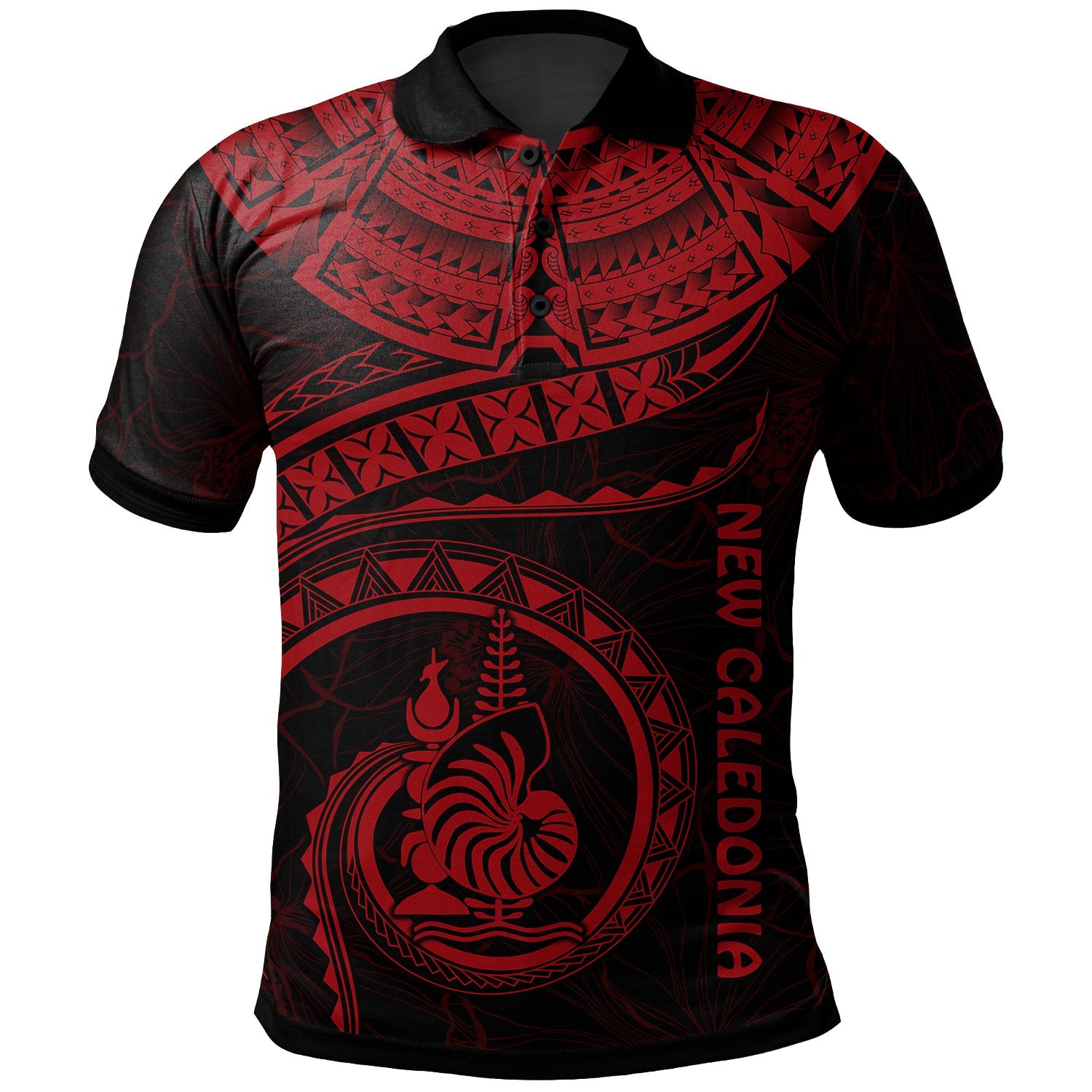 New Caledonia Polynesian Polo Shirt Polynesian Waves (Red) Unisex Red - Polynesian Pride