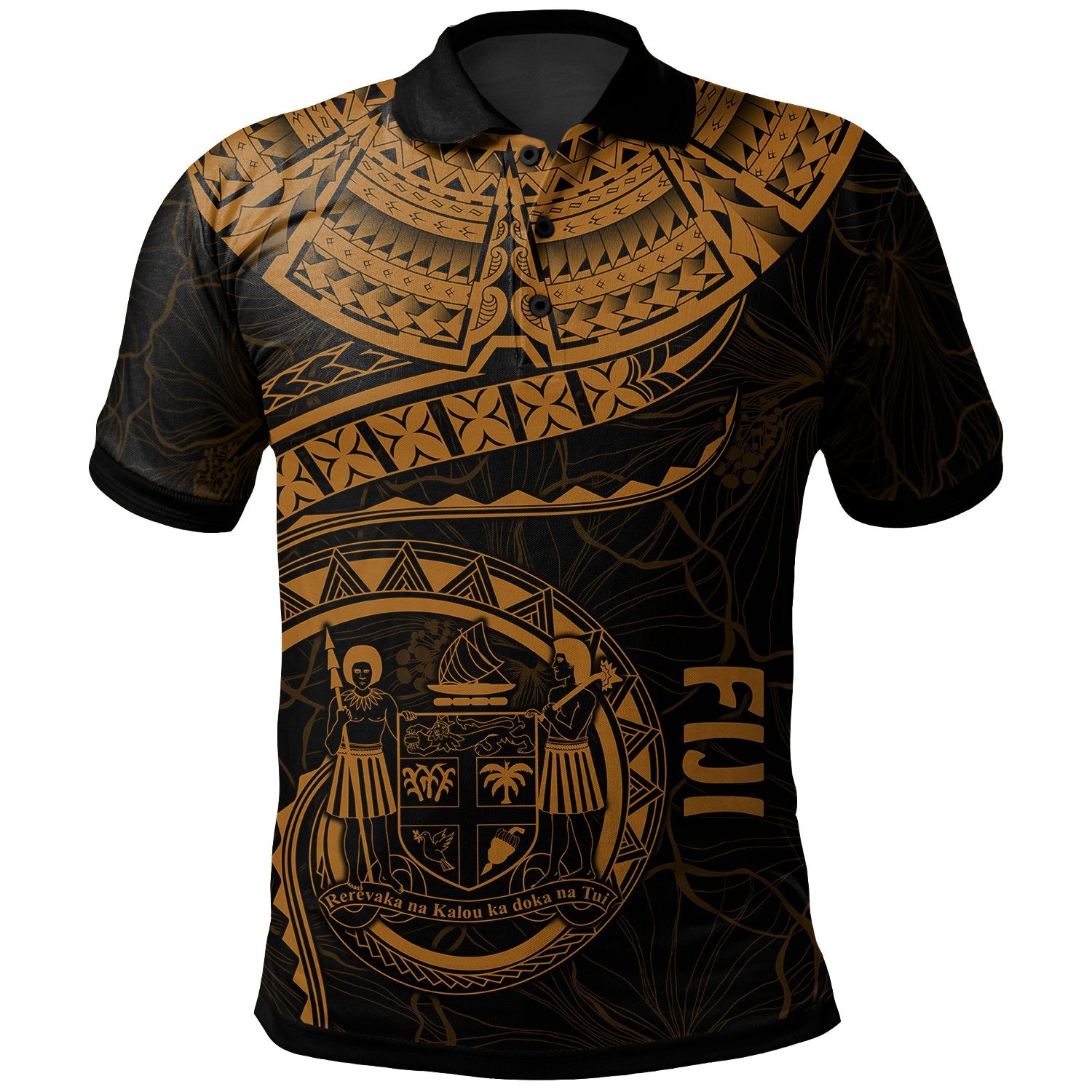 Fiji Polynesian Polo Shirt Fiji Waves (Golden) Unisex Golden - Polynesian Pride