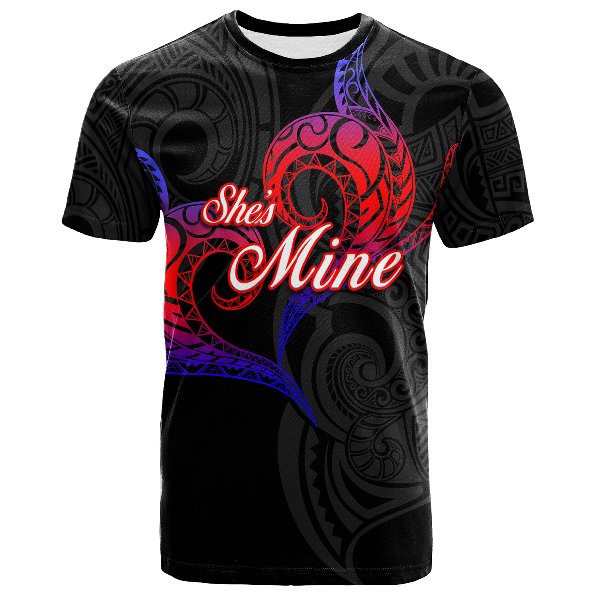 Valentine Day Guam Couple T Shirt Heart Tribal LT12 No Women - Polynesian Pride