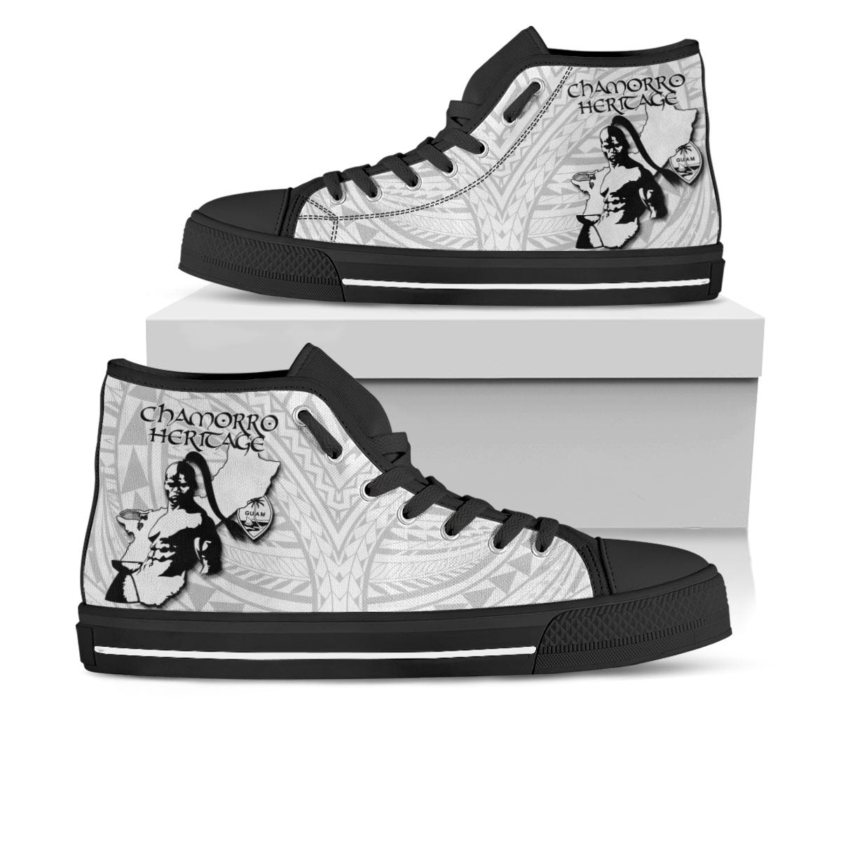 Guam High Top Shoes - Chamorro Heritage Black - Polynesian Pride