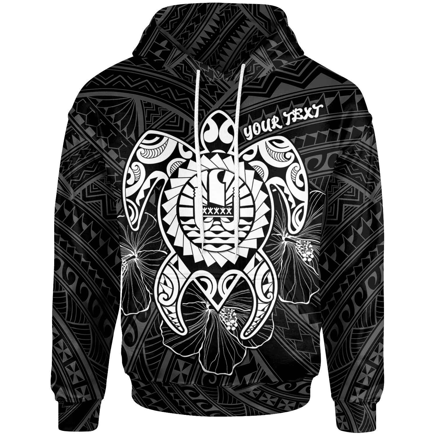 Tahiti Polynesian Custom Hoodie Vintage Polynesian Turtle (White) Unisex Red - Polynesian Pride