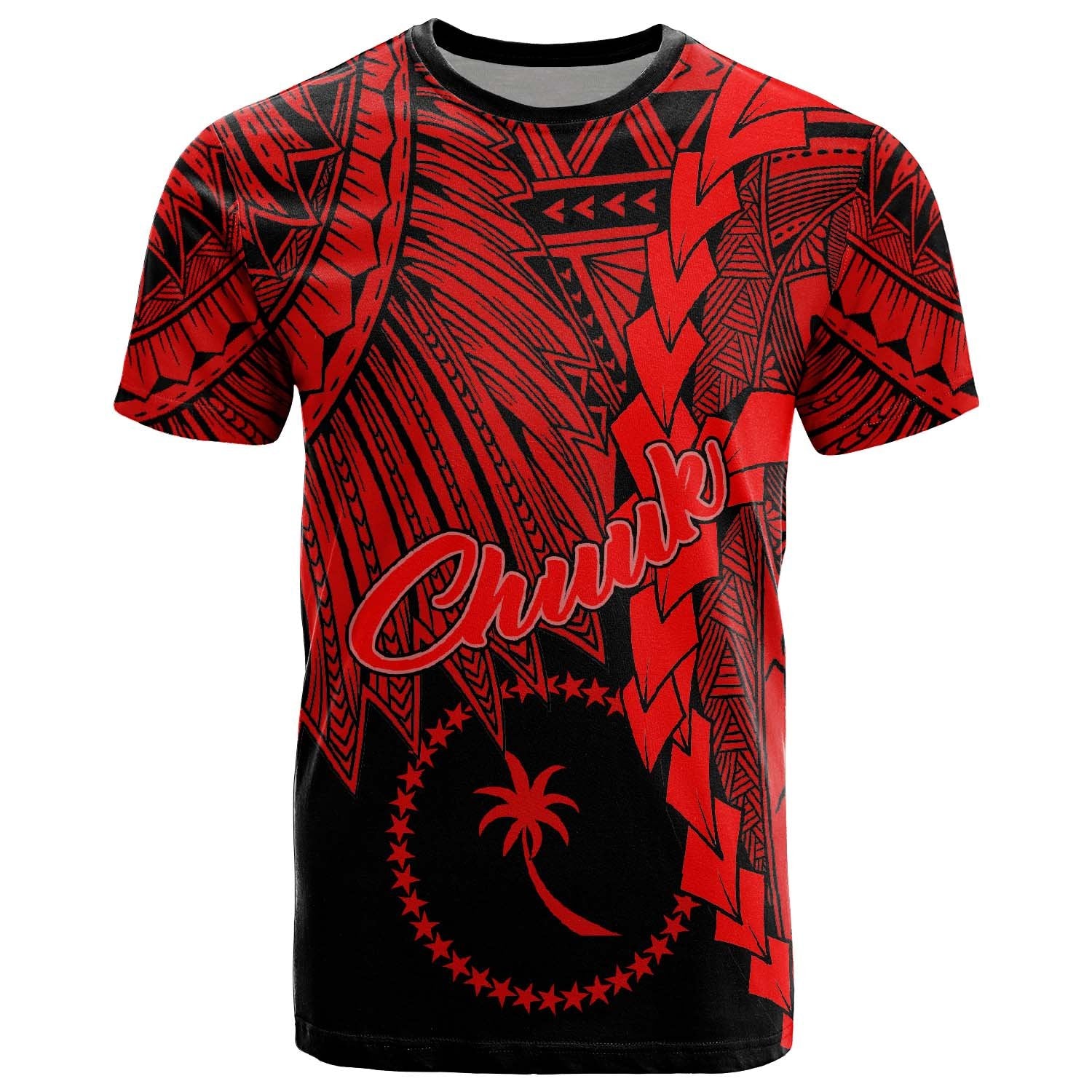 Chuuk Micronesia T Shirt Tribal Wave Tattoo Red Unisex Red - Polynesian Pride