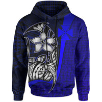 Wallisnd Futuna Polynesian Hoodie Blue Turtle with Hook Unisex BLUE - Polynesian Pride